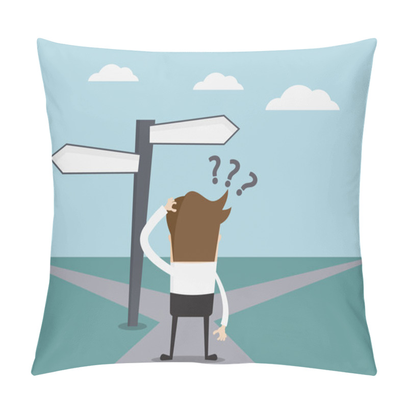 Personality  Businessman Confused On Crossroad Pillow Covers