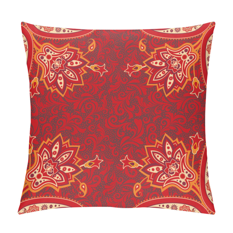 Personality  Floral Ethnic Background In Red Pillow Covers