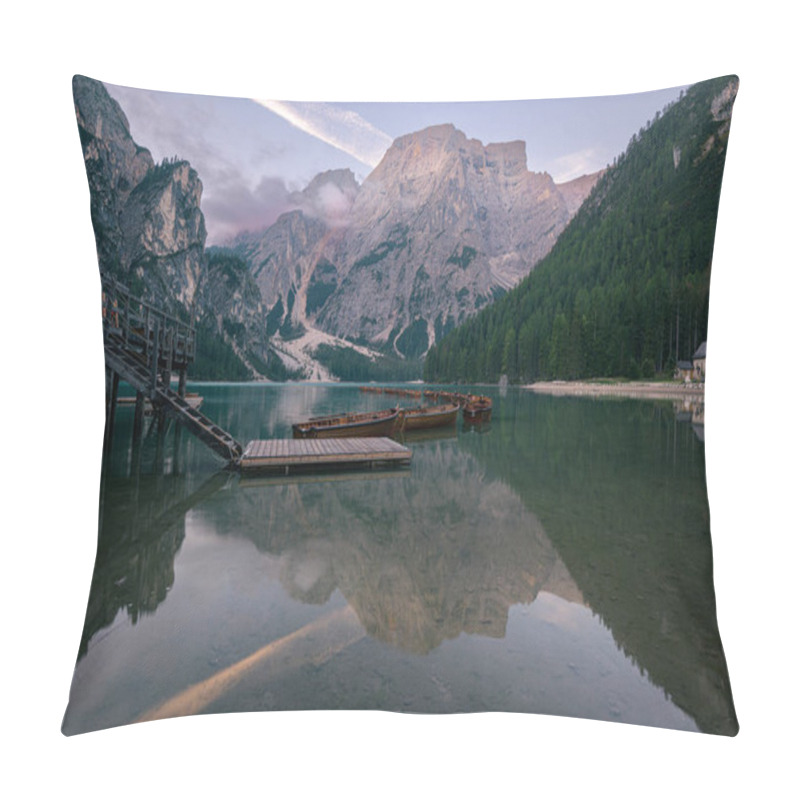 Personality  Sunrise At Lago Di Braies, South Tyrol, The Dolomites, Italy Pillow Covers