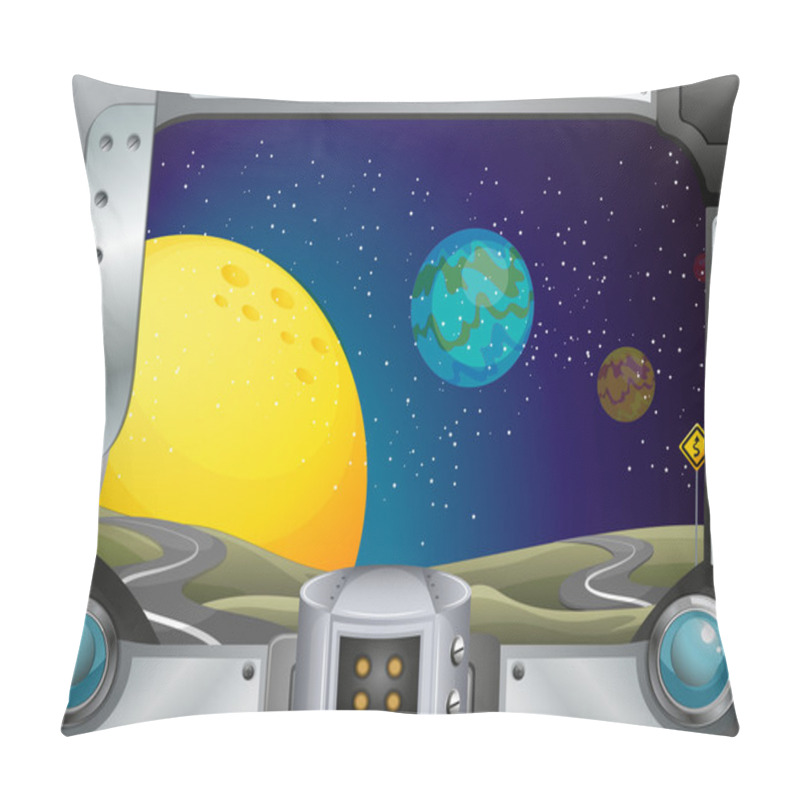 Personality  A Metal Frame With A View Of The Outerspace Pillow Covers