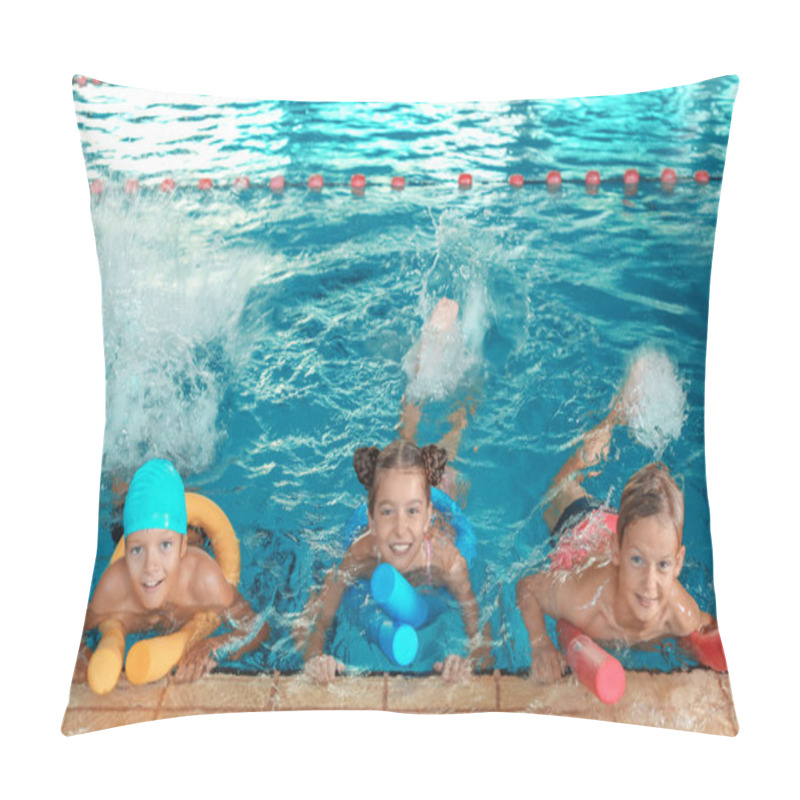 Personality  Little Kids With Swimming Noodles In Indoor Pool Pillow Covers