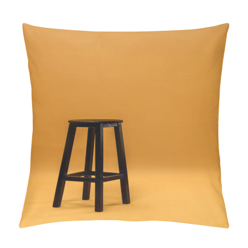 Personality  Dark Wooden Bar Stool On Orange Background Pillow Covers