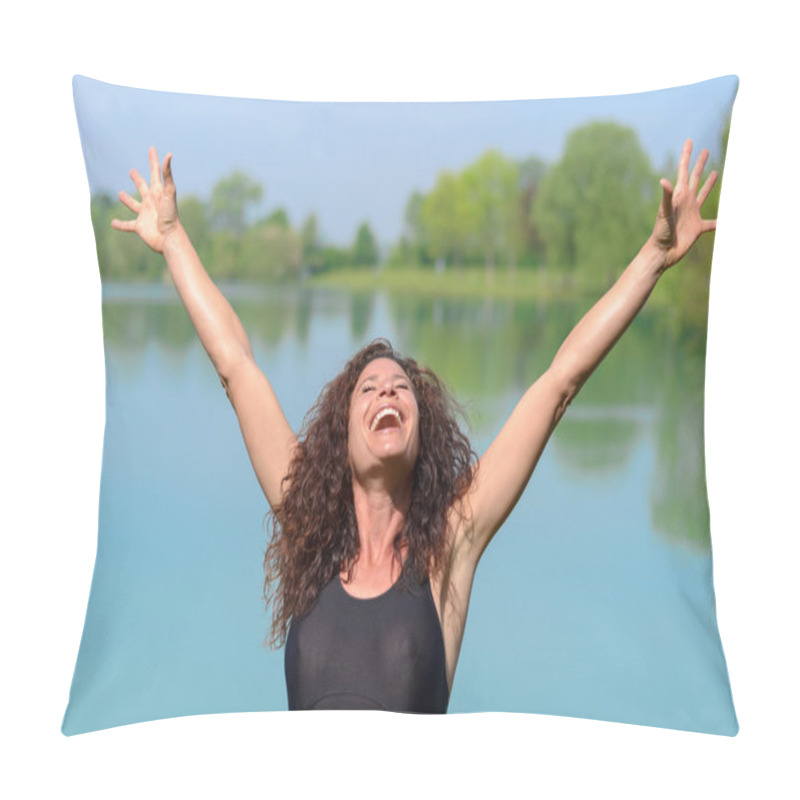 Personality  Pretty Young Woman Rejoicing In Spring Sunshine Pillow Covers