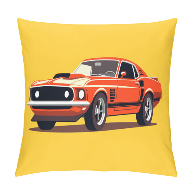 Personality  American 70s Customized Muscle Car. Vector Pillow Covers