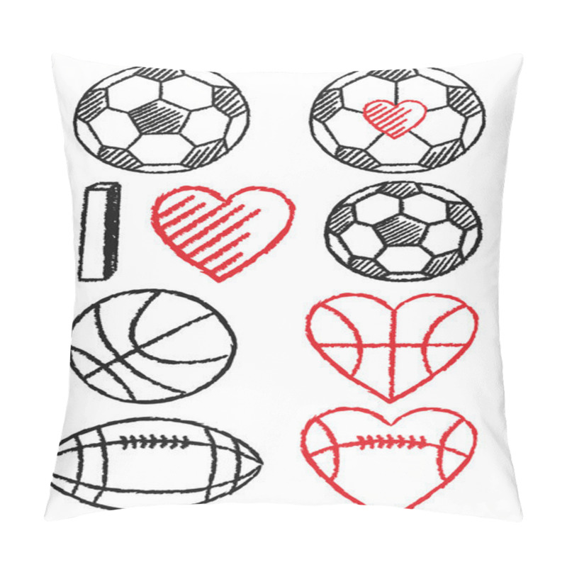 Personality  Soccer Ball, Football And Basketball, Vector Set Pillow Covers