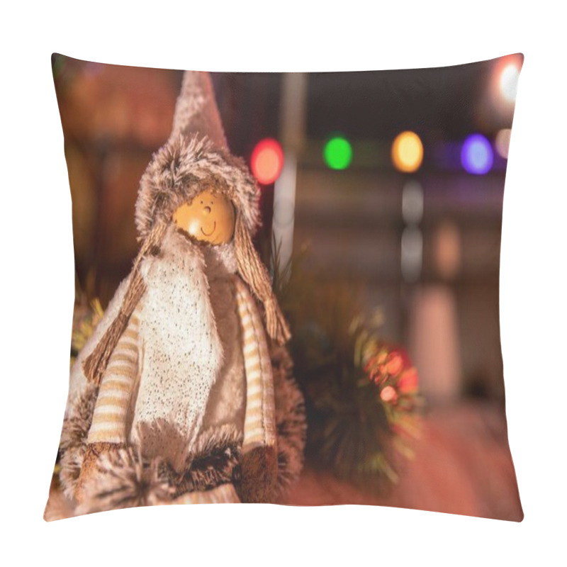 Personality  Festive Christmas Decoration With Pine Branches, Baubles, And Snowfall In A Cozy Holiday Scene Pillow Covers