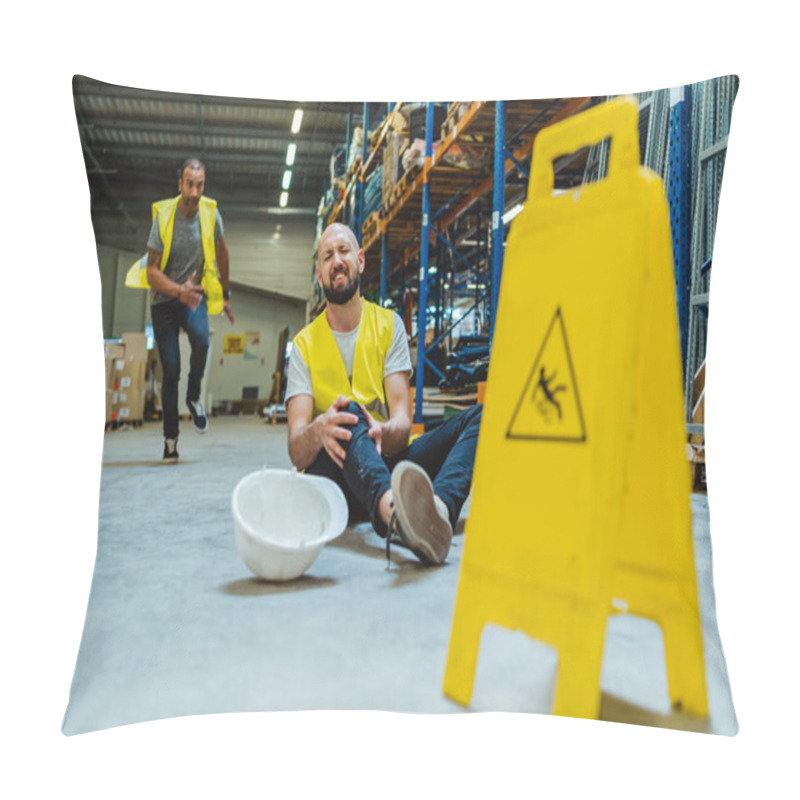 Personality  Injured Storehouse Worker Being Rescued Bu His Colleague Pillow Covers