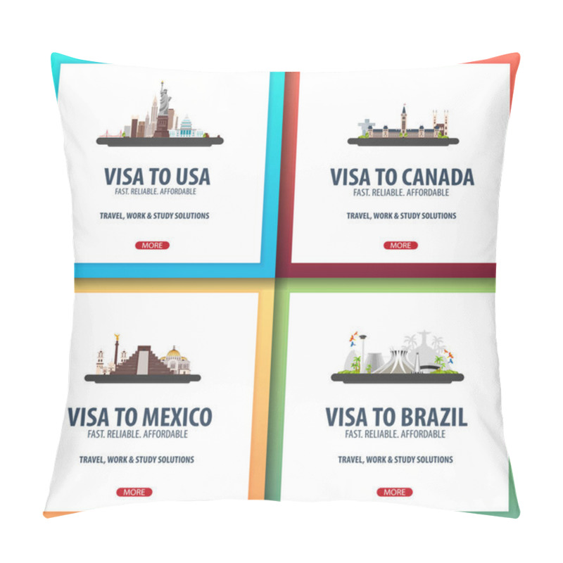 Personality  Visa To USA, Canada, Mexico, Brazil. Document For Travel. Visa Application Centre. Pillow Covers