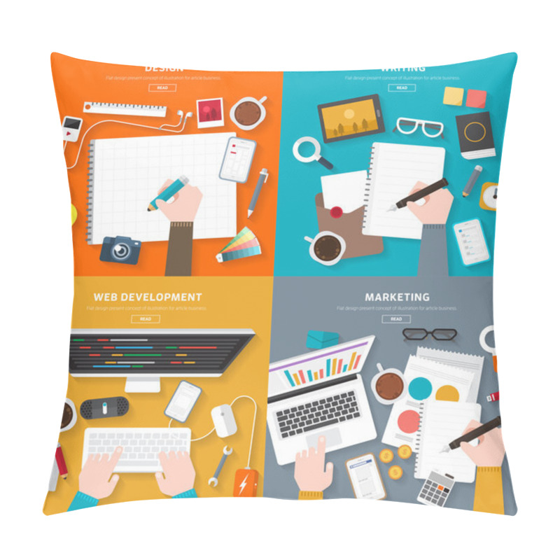 Personality  Top View On Desk Concept Design Pillow Covers