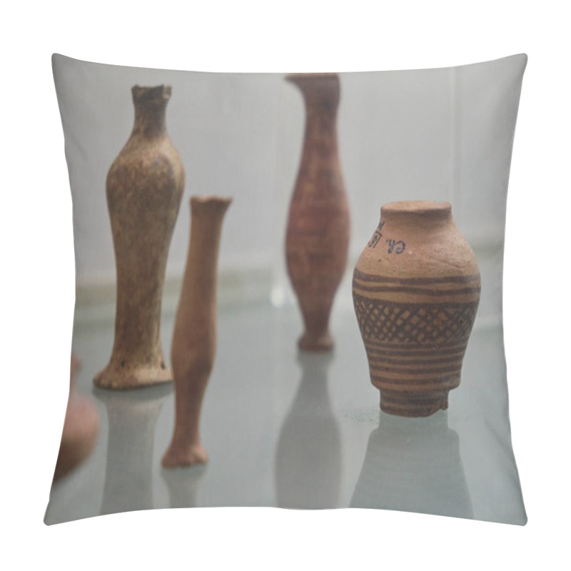 Personality  Ancient Pottery Of The Indus Valley Civilization In The National Museum Of India In New Delhi Pillow Covers