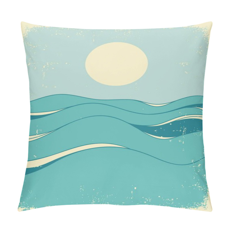 Personality  Waves Abstract Background. Sea Waves Hand Drawn Blue Illustration Background For Design. Seascape Vector Abstract Blue Waves Isolated On White Pillow Covers