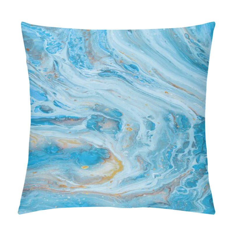 Personality  Abstract Blue Marble Texture With Swirls And Gold Accents. Pillow Covers