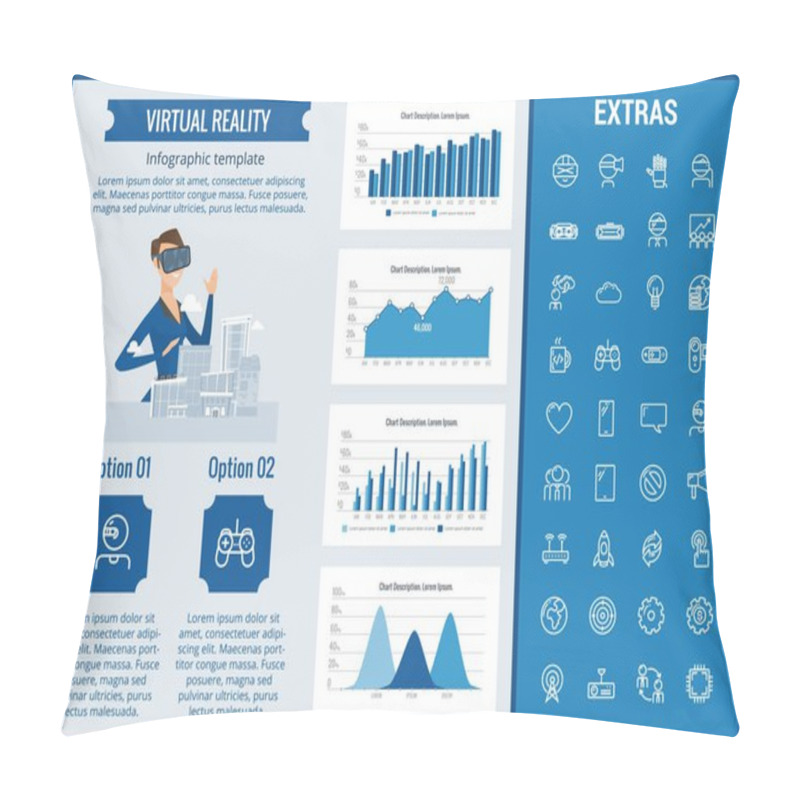 Personality  Virtual Reality Infographic Template And Elements. Pillow Covers