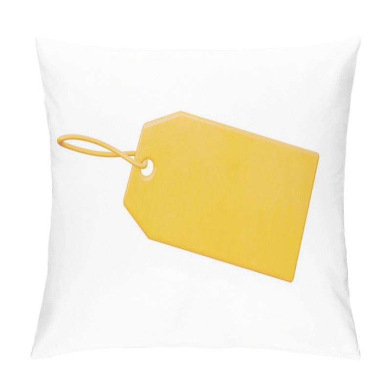 Personality  An Empty Plastic Label, So That You Can Put Your Price. Yellow, Isolated On A White Background. 3d Rendering Pillow Covers