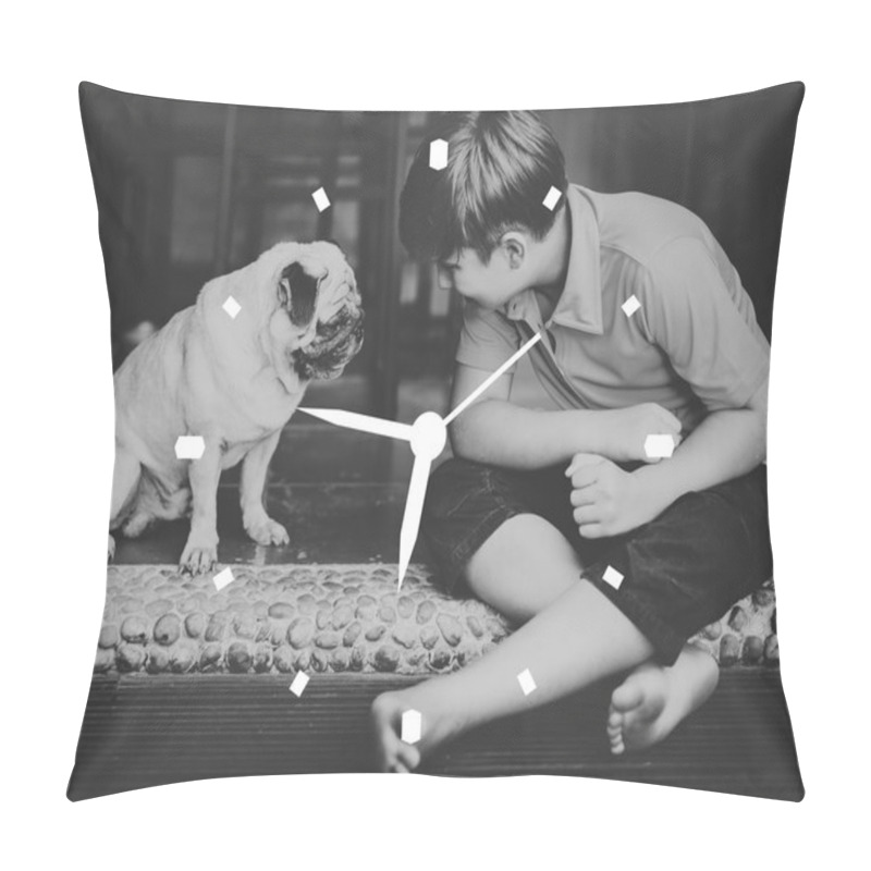 Personality  Boy With Cute Pug Pillow Covers