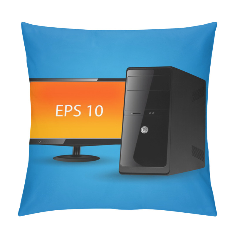 Personality  Desktop Computer. Vector Illustration Pillow Covers