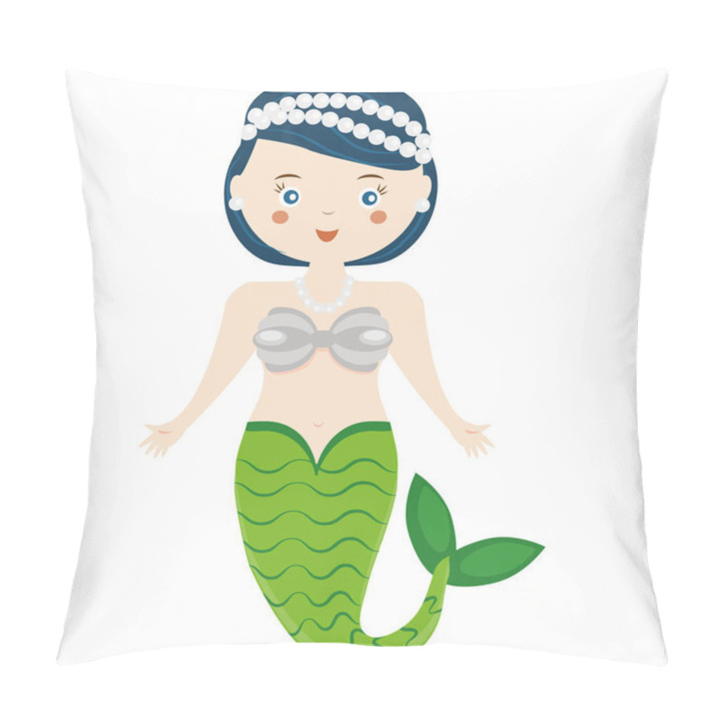 Personality  Cute Mermaid Character In Cartoon Style. Vector Illustration Pillow Covers