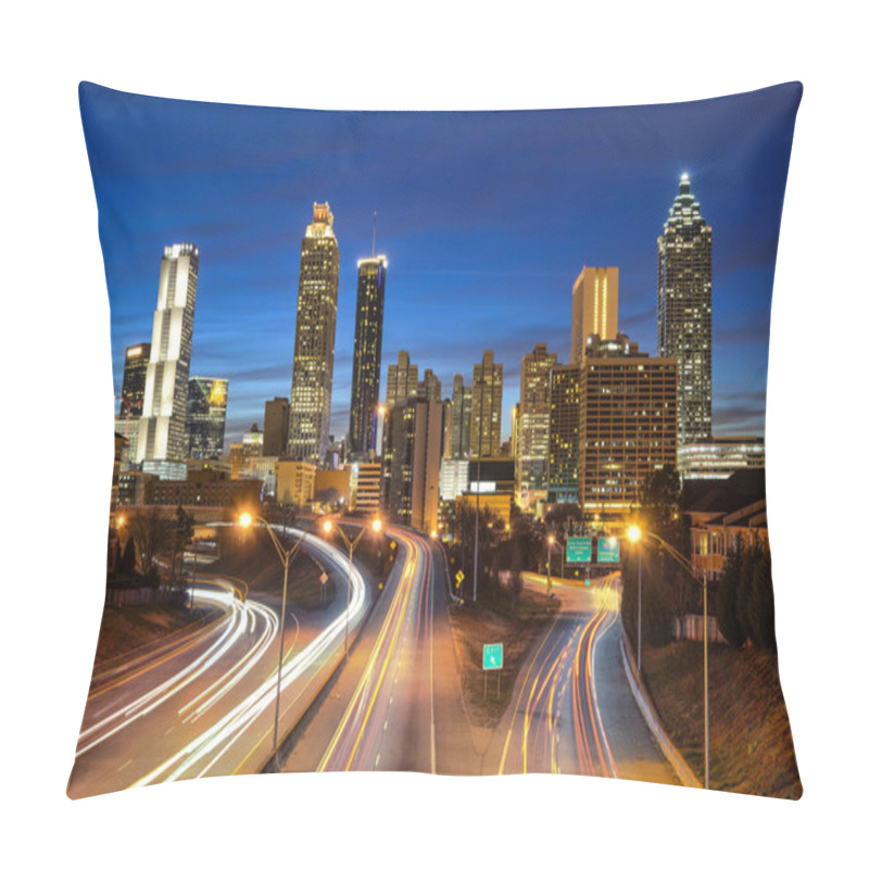 Personality  Atlanta Downtown Skyline During Twilight Blue Hour Pillow Covers