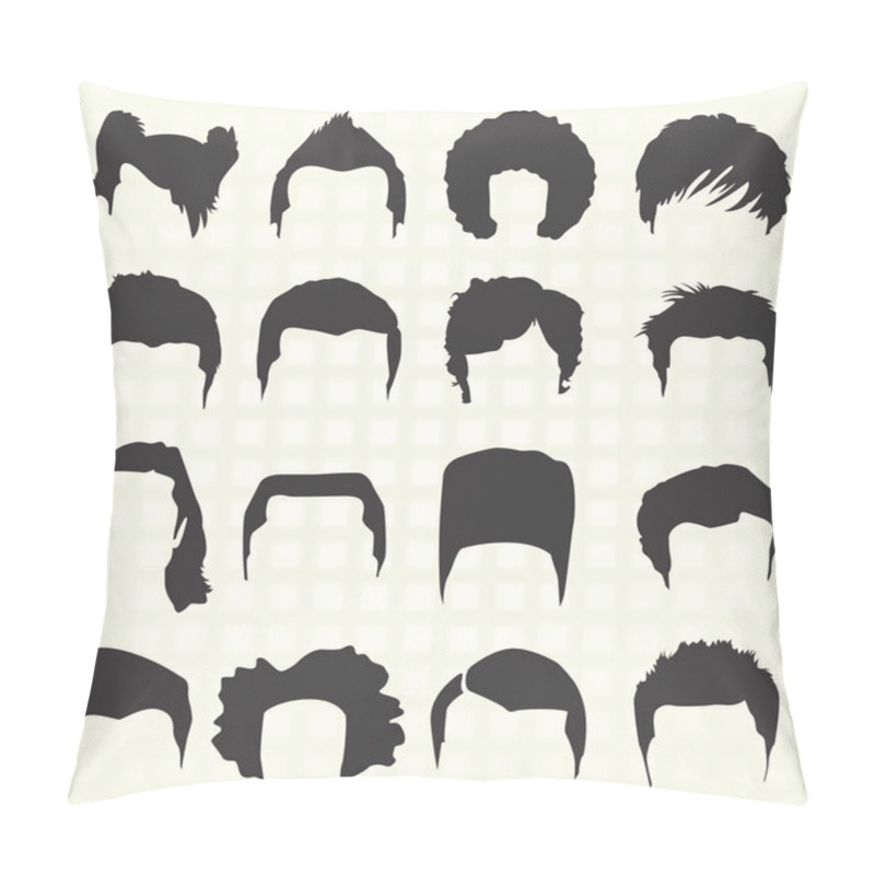 Personality  Vector Set: Men's Hairstyle Silhouettes Pillow Covers