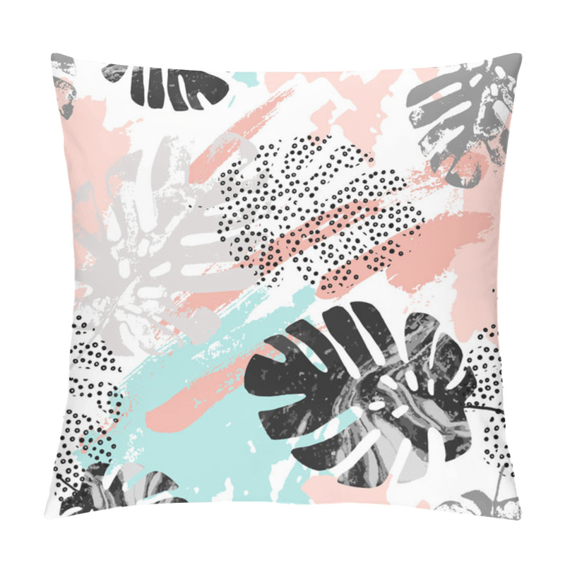 Personality  Exotic Leaves On Abstract Background. Pillow Covers