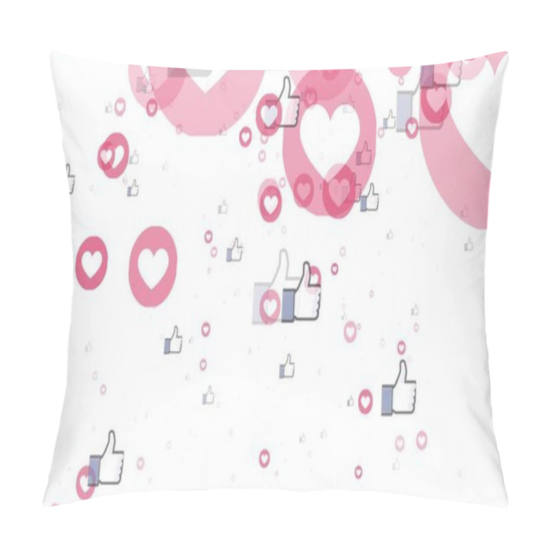 Personality  Animatio Of Social Media Likes And Loves Apearing Fast And Flying To The Top Of Composition On White Pillow Covers