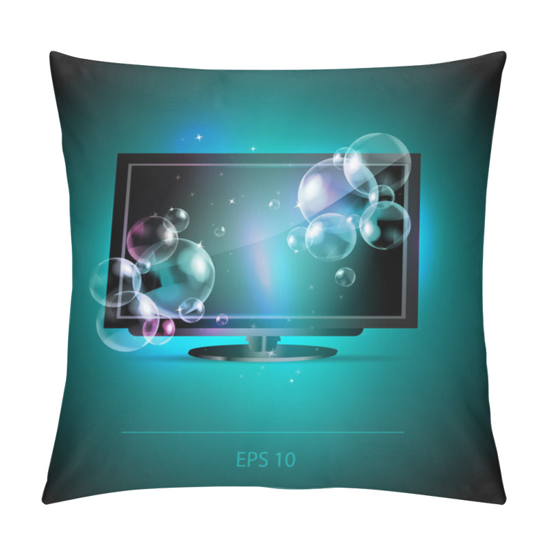 Personality  Vector LCD Tv Monitor With Bubbles Pillow Covers