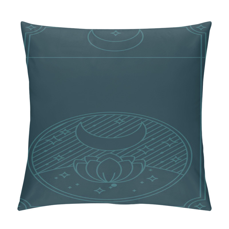 Personality  Mystic Social Media Story Template Featuring A Moon, Lotus, And Starry Accents In A Dark Teal Minimalist Style. Pillow Covers