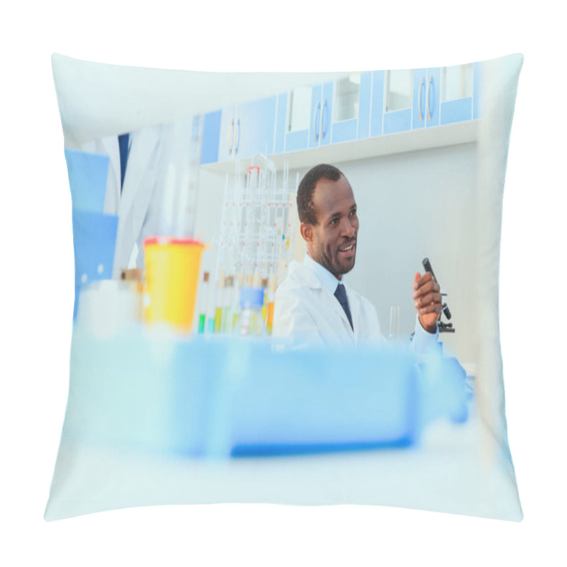 Personality  Doctors Working At Testing Laboratory Pillow Covers