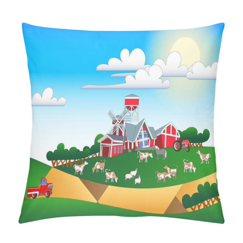 Personality  Illustration Of Farm Landscape Pillow Covers