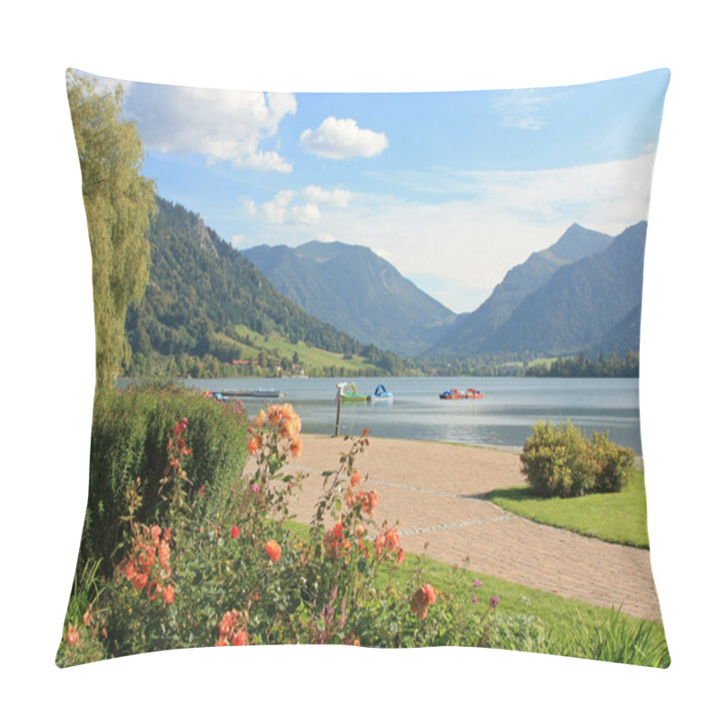 Personality  Picturesque Lakeside Promenade With Flowerbed, Schliersee, Germa Pillow Covers