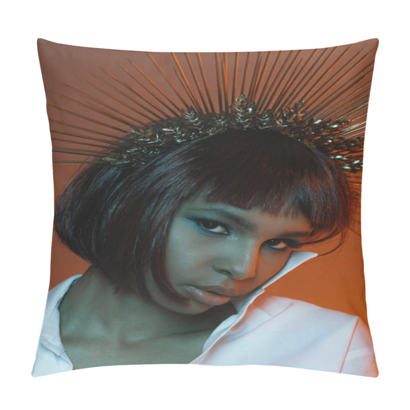 Personality  Fashionable African American Girl In Headpiece Pillow Covers