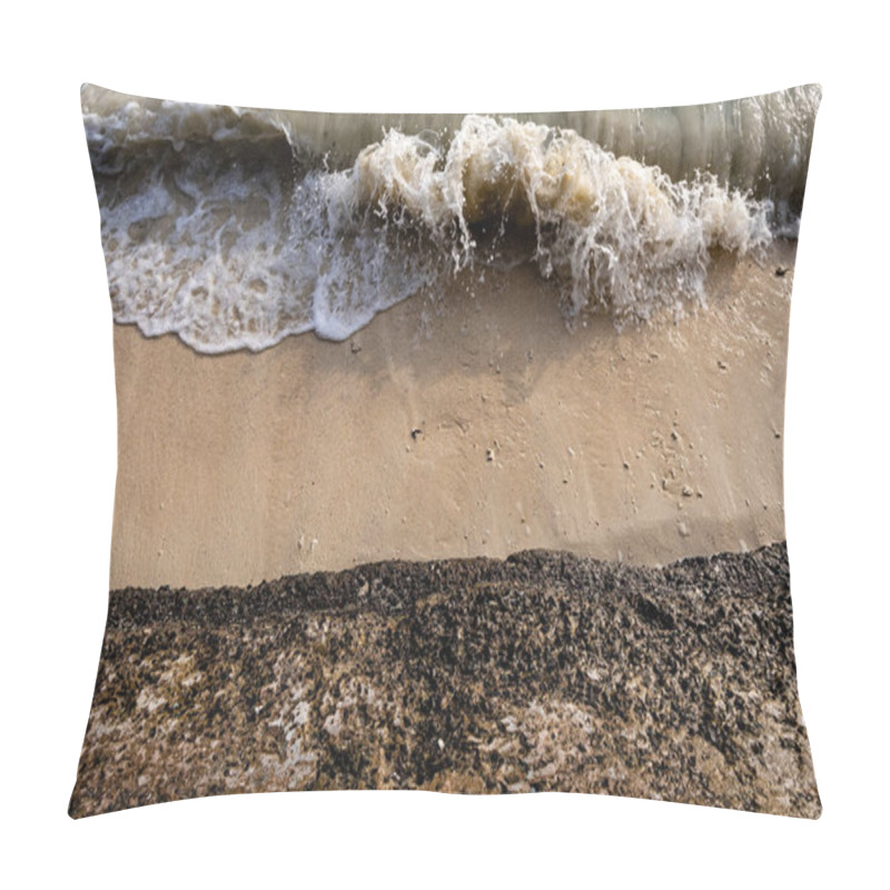 Personality  Crashing Sea Waves At Shore At Morning From Top Angle Pillow Covers