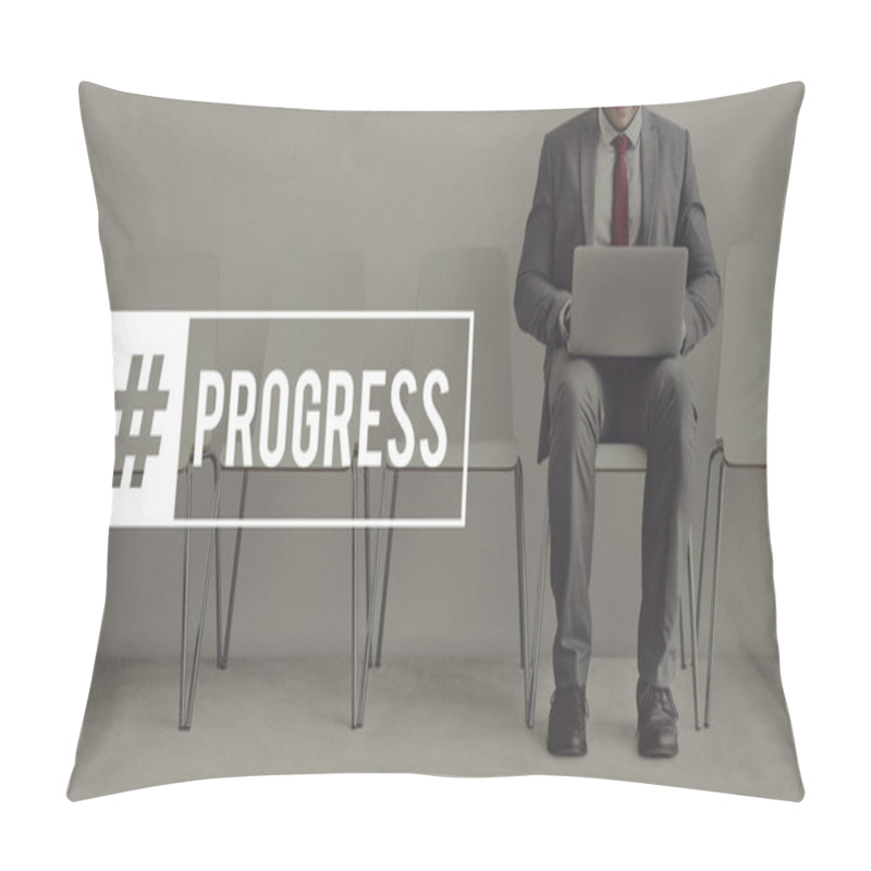 Personality  Businessman In Formal Suit Using Laptop Pillow Covers