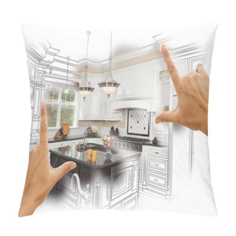 Personality  Hands Framing Custom Kitchen Design Drawing And Photo Combinatio Pillow Covers