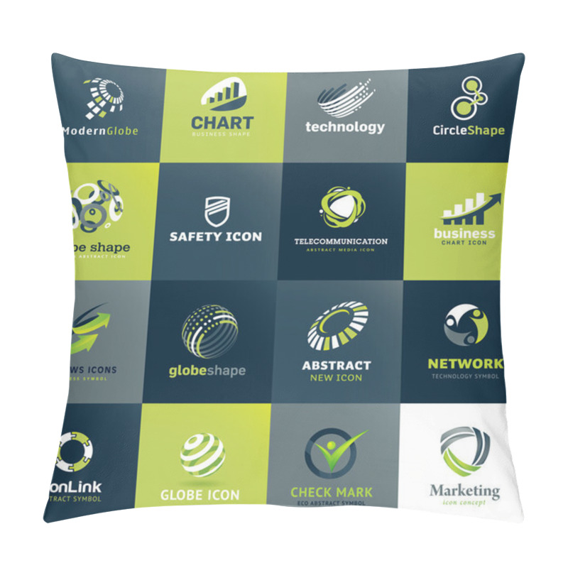 Personality  Set Of Icons For Business And Technology Pillow Covers