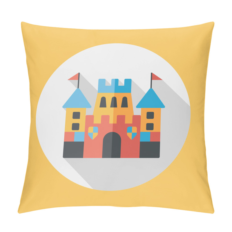 Personality  Castle Flat Icon With Long Shadow,eps10 Pillow Covers