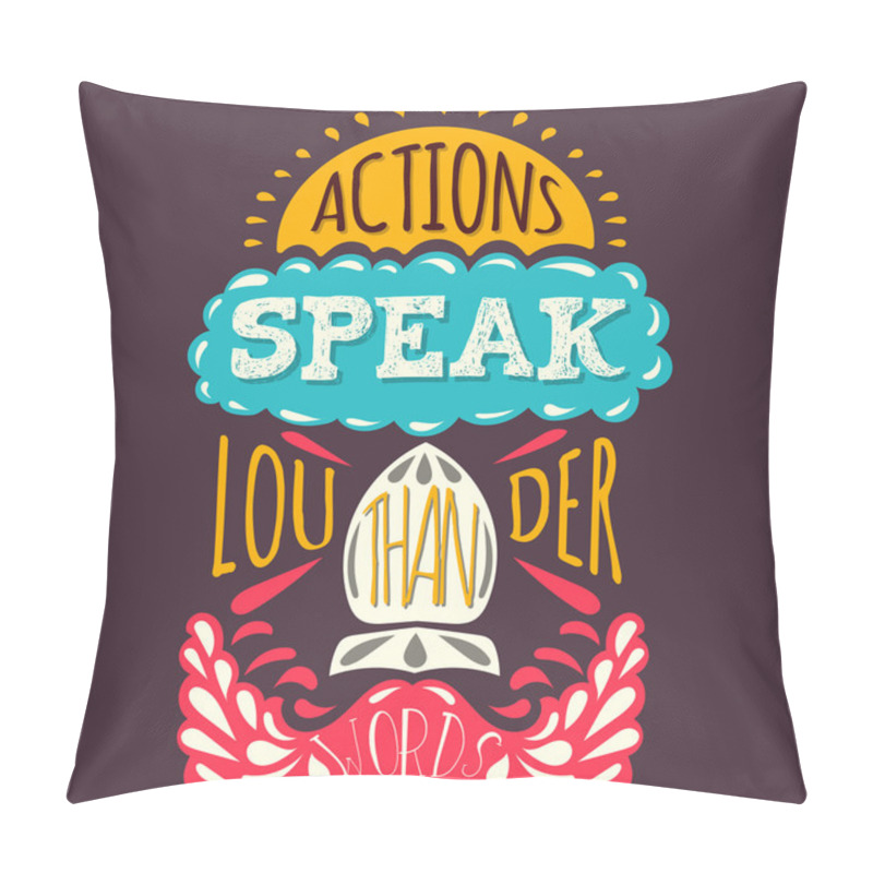 Personality  Vector Modern Flat Design Hipster Illustration With Phrase Actions Speak Louder Than Words Pillow Covers