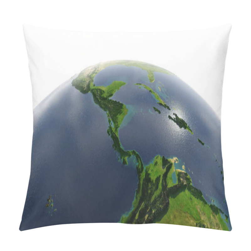 Personality  Detailed Earth On White Background. The Countries Of Central Ame Pillow Covers