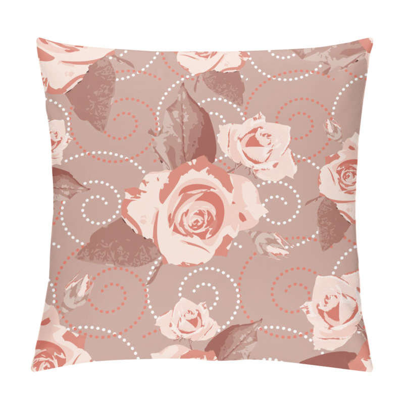 Personality  Seamless Vector Background With Beige Rose Flowers Pillow Covers