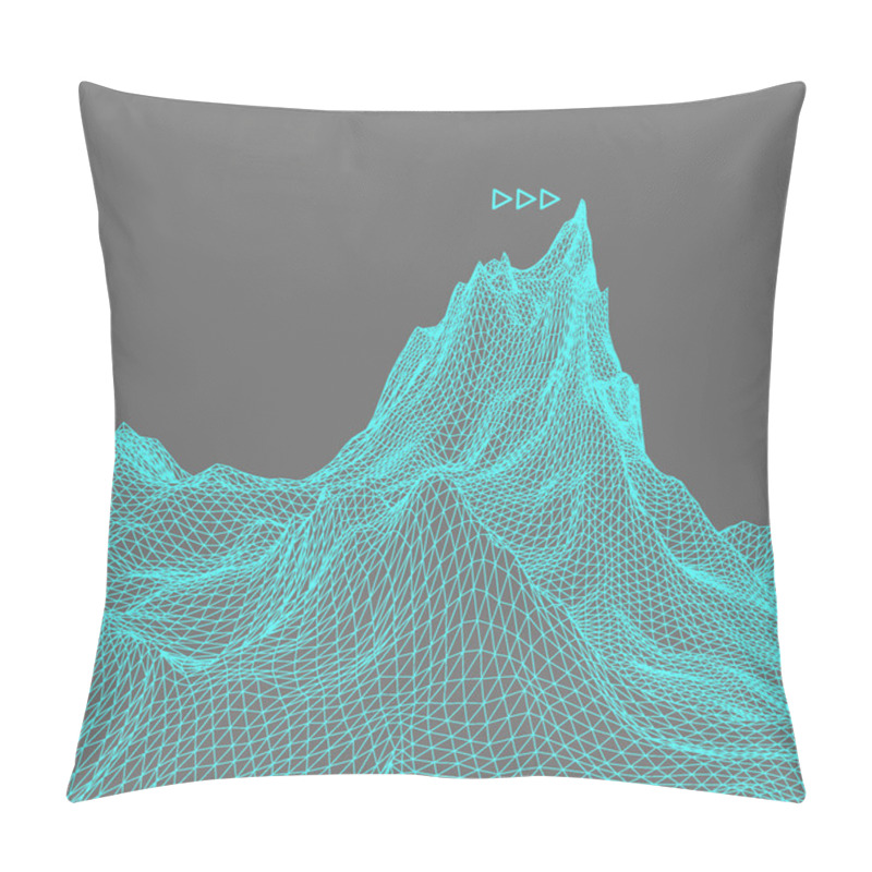 Personality  Abstract Vector Landscape Background. Cyberspace Grid. 3d Technology Vector Illustration. Pillow Covers