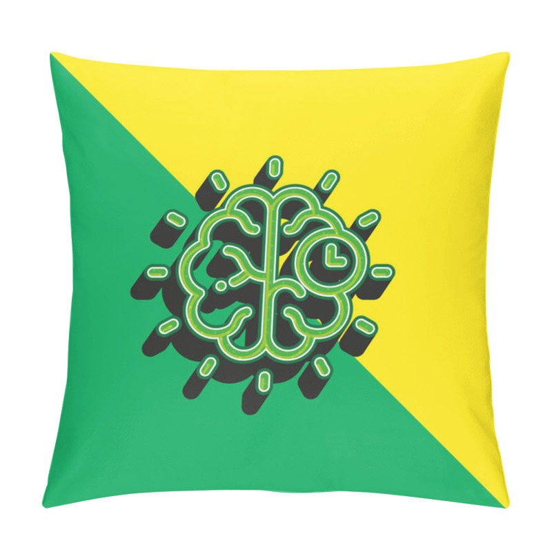 Personality  Brain Green And Yellow Modern 3d Vector Icon Logo Pillow Covers