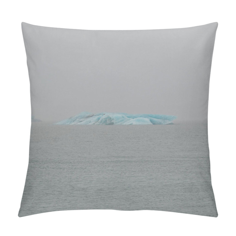 Personality  Solitary Blue Iceberg Drifting In The Misty Waters Of Jokusarlon, South Iceland. Pillow Covers