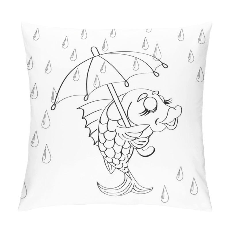 Personality  Cartoon Fish With Umbrella Pillow Covers