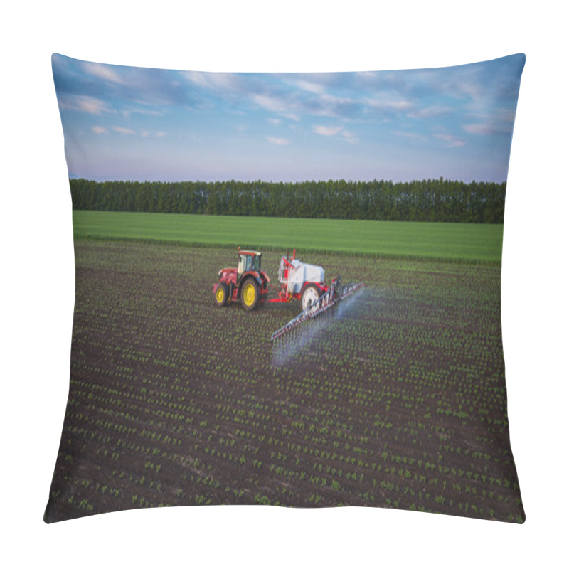 Personality  Tractor Spraying Field At Spring  Pillow Covers