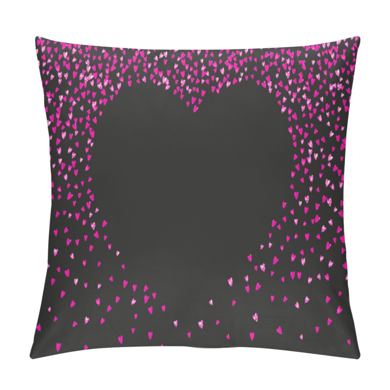 Personality  Valentine Background With Pink Glitter Hearts. February 14th Day. Vector Confetti For Valentine Background Template. Grunge Hand Drawn Texture. Pillow Covers