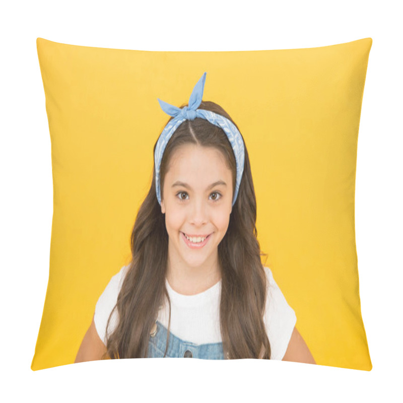 Personality  Fashion Trend. Little Fashionista. Happy Childhood. Modern Teen Clothing. Accessory Shop. Cute Small Kid Fashion Girl. Fashion Accessories. Summer Vacation. Girl Long Curly Hair Bandana Knot Pillow Covers