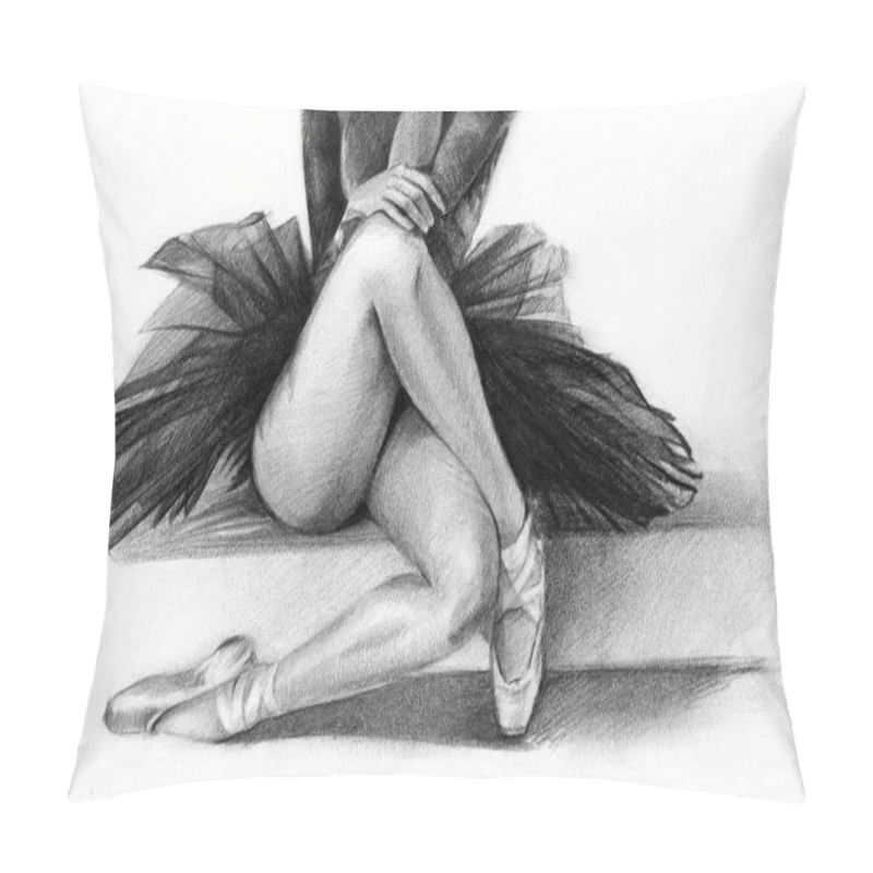 Personality  Legs Of A Ballerina. Pencil Drawing. Graphics Pointe Shoes Pillow Covers