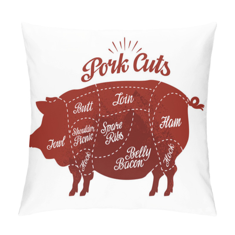 Personality  Butcher Shop. Pork Cuts. Vector Illustration Pillow Covers