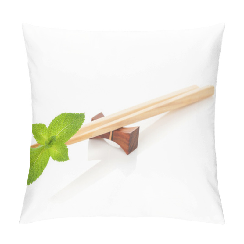 Personality  Sushi Chopsticks With Mint Leaves Pillow Covers