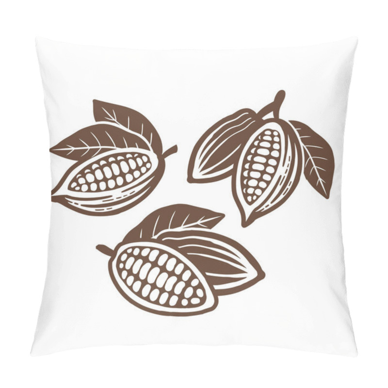 Personality  Cocoa Beans Icon. Set Of Vector Drawings Pillow Covers